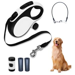 Black and White 26 foot Retractable Dog Leash